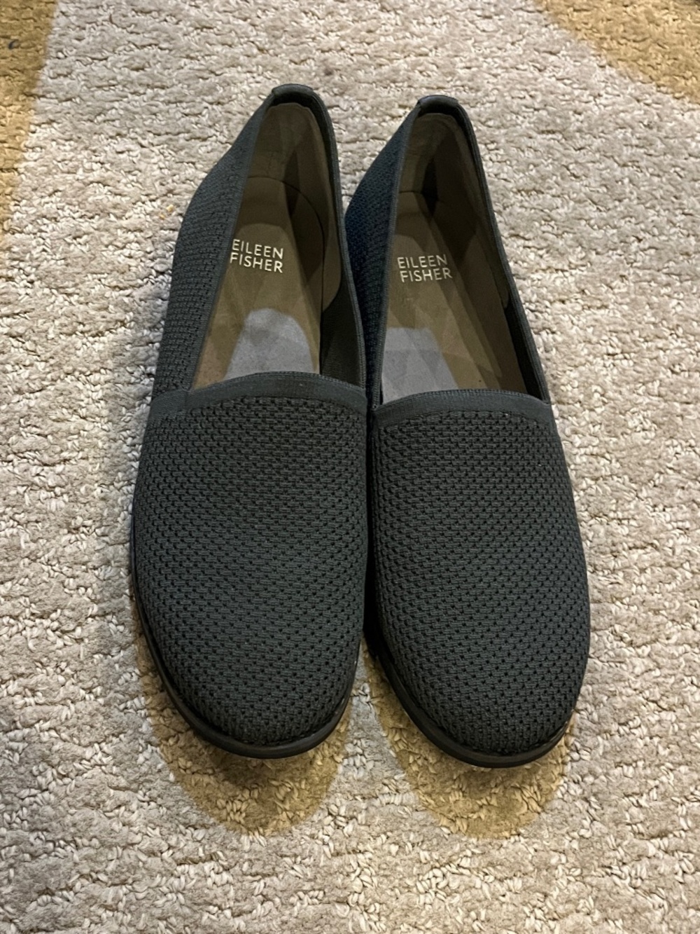 Eileen Fisher Knit Slip-On Loafers Size 8.5 Charcoal Black Women NWOT
